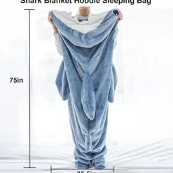 Supermjuk Hajfilt Hoodie Vuxen, Hajfilt Mysig Flanell Hoodie [storlek XXL]> Dräkter