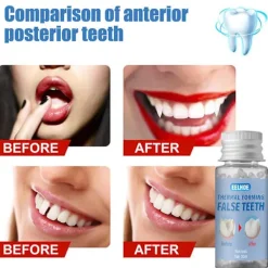 Superstarkt plasttandlim, superstarkt naturligt harts proteslim, tillfällig sminkreparation trasig glugg protes fast lim 20g><noscript><img width=