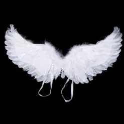 Jettbuying Svalaform Vita ängelfjädervingar med resårband för 1(60*45cm)><noscript><img width=
