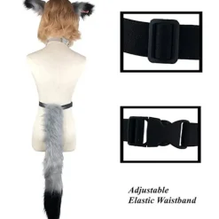 Svans och öron set, lång rävsvans cosplay konstgjord päls räv varg svans kit med öron och ring krage för barn flickor pojkar tonåringar kvinnor fest | Fyndiq><noscript><img width=