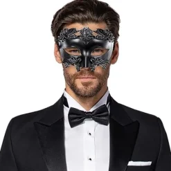 Svart antik grekisk spartan krigare romersk maskeradmask män venetiansk mask bröllop balmask Mardi Gras mask bröllop balmask burlesk balfest><noscript><img width=