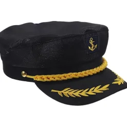 Svart broderad kaptenshatt för vuxna, marinblå cosplay><noscript><img width=