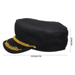 Svart broderad kaptenshatt för vuxna, marinblå cosplay><noscript><img width=