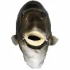 Svart fiskmask Latex djurhuvudmask Grå fiskdräkt huvudbonad Maskeradfest Vuxen> Masker