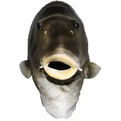 Svart fiskmask Latex djurhuvudmask Grå fiskdräkt huvudbonad Maskeradfest Vuxen> Masker