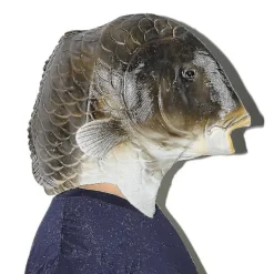 Svart fiskmask Latex djurhuvudmask Grå fiskdräkt huvudbonad Maskeradfest Vuxen> Masker