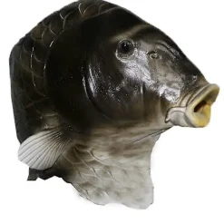 Svart fiskmask Latex djurhuvudmask Grå fiskdräkt huvudbonad Maskeradfest Vuxen><noscript><img width=