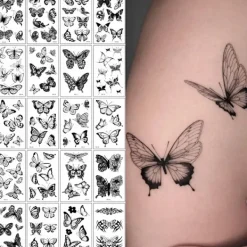 Svrt Fjäril Temporär Ttuering Klistermärke 30ST/set 3D Fjäril Fke Ttuering Trnsfer Vttentät Ttuering Ben rm Kropp för Kvinnor> Smink