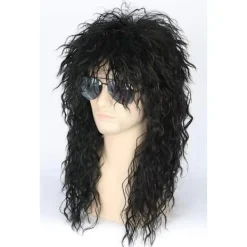 Svart herrperuk 80-tals mullet rocker punk popstjärna peruk svart> Peruker