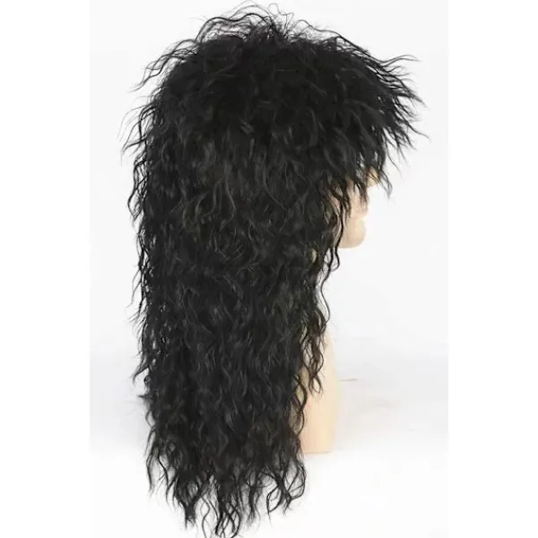 Svart herrperuk 80-tals mullet rocker punk popstjärna peruk svart> Peruker