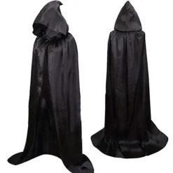 Svart Kappa med Huva Darth Vader Kappa Medeltida Kappa Kappa Rock Satin Karneval Halloween Juldräkt Vuxna (L)> Dräkter