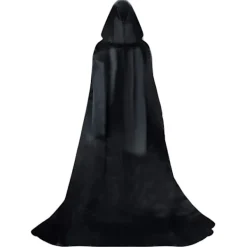 Svart Kappa med Huva Darth Vader Kappa Medeltida Kappa Kappa Rock Satin Karneval Halloween Juldräkt Vuxna (L)[ZHE]><noscript><img width=