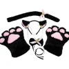 (Svart) Katt Cosplay Set Plysch Klorhandskar Svans Halsband Tassar Söt Annons> Tillbehör