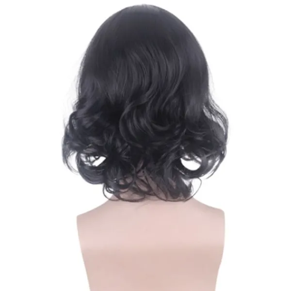 Svart Kort Lockig Peruk med Mittbena för Severus> Peruker