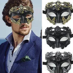 Svart Maskerad Mystisk Mask för Män Mardi Gras Hallowee><noscript><img width=