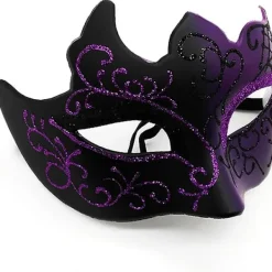 Svart och lila - Venetiansk mask, maskeradmask, venetiansk mask för cosplay, karneval, temafester, för män och kvinnor.><noscript><img width=