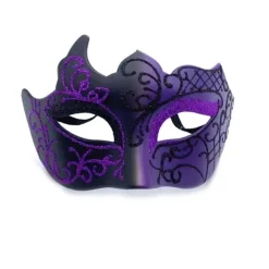 Svart och lila - Venetiansk mask, maskeradmask, venetiansk mask för cosplay, karneval, temafester, för män och kvinnor.><noscript><img width=