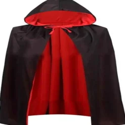 Svart och röd vändbar cape Halloween Cape Vampyrdräkt Maskerad Dracula Magiker Djävul Cosplay Vuxen Barn Röd och Svart Stå med Huva 150CM/59" 150CM/59" | Fyndiq> Dräkter