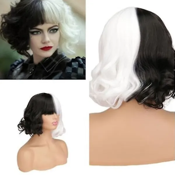 Svart och vit häxa Kuila peruk style1> Peruker