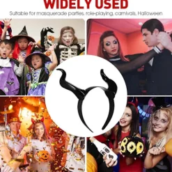 Svart Pannband Svart Pannband Svart Pannband Horn Pannband Halloween Ond Hårband Halloween Party Cosplay><noscript><img width=