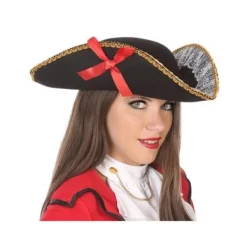 ATOSA Svart Pirat Tricorne med Spets> Huvudbonader
