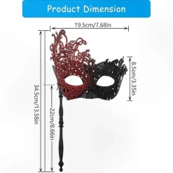 Svart Silver Maskeradmask för Kvinnor med Avtagbar Pinne, Mardi Gras Venetiansk Festmask, Halloween Cosplay Kostymtillbehör><noscript><img width=