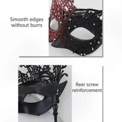 Svart Silver Maskeradmask för Kvinnor med Avtagbar Pinne, Mardi Gras Venetiansk Festmask, Halloween Cosplay Kostymtillbehör><noscript><img width=