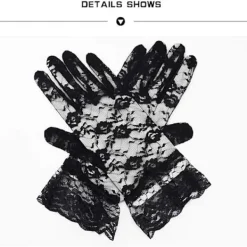 Svart spets brudslöja bröllopsslöja Halloween-slöja och handskar> Dräkter