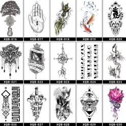 INF Svart Vattentät Tillfällig Tatueringsärm - Realistisk Halv Arms Tatueringsdekal 9><noscript><img width=