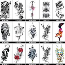 INF Svart Vattentät Tillfällig Tatueringsärm - Realistisk Halv Arms Tatueringsdekal 9><noscript><img width=