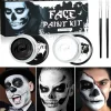 Svart Vit Ansiktsfärg, Ansikts- och Kroppsfärg, Halloween Sminkset med Sminkborste, Kompatibel med Halloween Maskerad> Smink