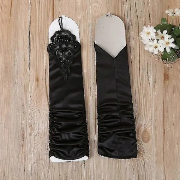 FMYSJ Svarta Handskar Långa Handskar 1920-tals Tillbehör Charleston Kostym Fingerlösa Handskar För Kvinnor 20-tals Tillbehör Klassiska Satin Armbågslånga G (FMY) | Fyndiq> Tillbehör