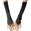 FMYSJ Svarta Handskar Långa Handskar 1920-tals Tillbehör Kostym Fingerlösa Handskar För Kvinnor Ryta 20-tals Tillbehör Klassisk Satin Armbåge (FMY)> Tillbehör
