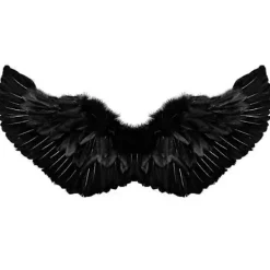 FMYSJ Svarta Ängelvingar för Vuxna - 80x40cm - Svart Fjäder Vinge - Kostymvingar - Stora Ängelvingar (FMY)> Tillbehör