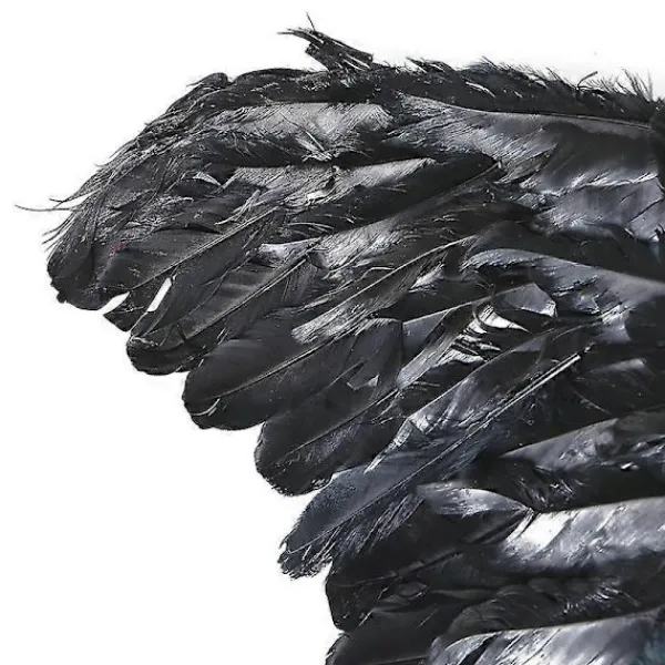 FMYSJ Svarta Ängelvingar för Vuxna - 80x40cm - Svart Fjäder Vinge - Kostymvingar - Stora Ängelvingar (FMY)> Tillbehör