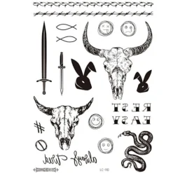 INF Svarta tillfälliga tatueringar - 5-pack model 1> Smink