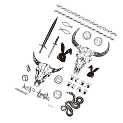 INF Svarta tillfälliga tatueringar - 5-pack model 1> Smink