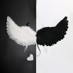 Svartvita Hot Sale 2 st söta fina festdemonängelvingar D> Tillbehör