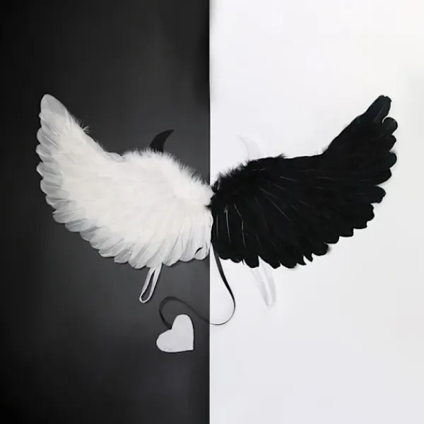 Svartvita Hot Sale 2 st söta fina festdemonängelvingar D> Tillbehör