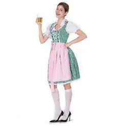S-3XL Dam Oktoberfest Dirndl-klänning-ar Kostym-er Ljusblå (3XL Grön)> Dräkter