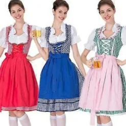 s-3xl Dam Oktoberfest Kostym Tysk Dirndl Klänning Kostym Klänning Bayersk Karneval Party Klänning (S Grön)><noscript><img width=