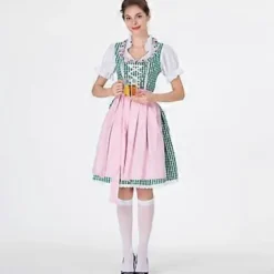 s-3xl Dam Oktoberfest Kostym Tysk Dirndl Klänning Kostym Klänning Bayersk Karneval Party Klänning (S Grön)><noscript><img width=
