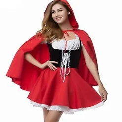 S-6xl Sexiga Kvinnor Rödluvan Kostymer Vuxen Anime Cosplay Fantasy Spel Uniformer Halloween Party Maskeradklänning (6XL)> Dräkter