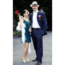 1920-talets herr accessoarer Flapper Gangster Set Great Gatsby kostym kit 20-tal med Trilby hatt elastisk mustasch hängslen herr fickur><noscript><img width=