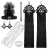 1920-tals Dam Flapper Tillbehör Retro Gatsby Kostym Tillbehör Set 20-tals Flapper Pannband Pärlhalsband Armband Örhängen Handskar> Dräkter