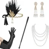 1920-tals Flapper Kostym Hårband Halsband Handskar Armband Gatsby MK Onesize K> Tillbehör