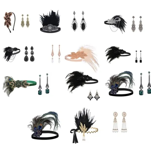 1920-tals Flapper Kostym Huvudband Halsband Handskar Armband Gatsby MK Onesize K> Tillbehör