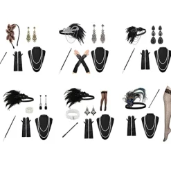 1920-tals Flappr Kostym Pannband Halsband Handsk Armband Gatsby M Onsiz_yux Onsiz><noscript><img width=