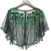 1920-tals Flapper Kostym Sjal Wraps Sekvens Pärlor Kvällskåpa Bröllopssjal Bolero 20-tals Vintage Fest Flapper Överdrag (Svart Grön)> Dräkter