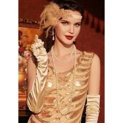 EURL 1920-tals Flapper Tiara "The Great Gatsby" Kostymtillbehör 1920-tals Flapper Pannband Pärlhalsband Handskar Plastställ> Tillbehör